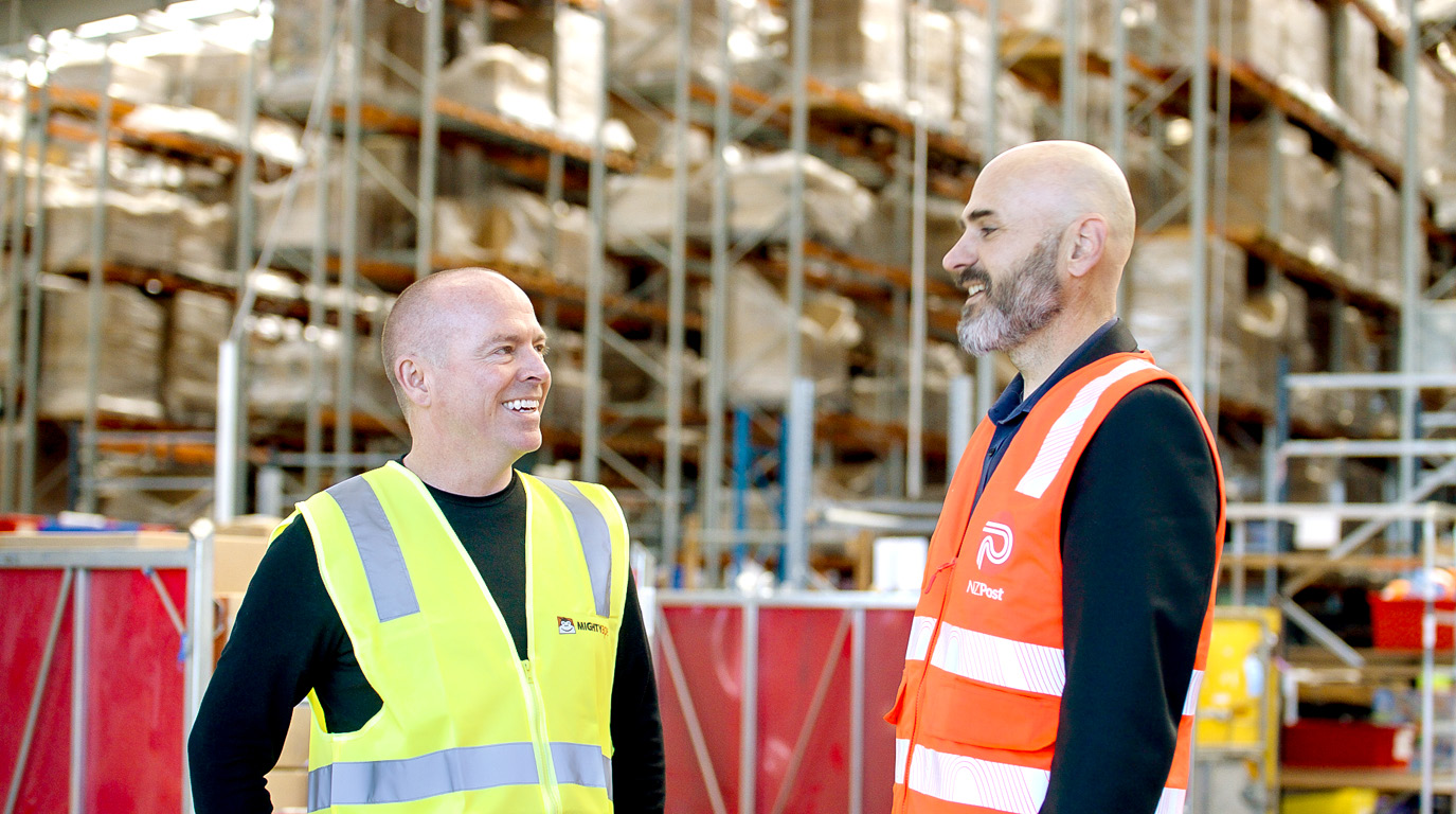 Rob from Mighty Ape and Lars from NZ Post